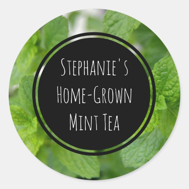 Custom Mint Tea/Spice/Herb Bottle Jar Garden Label (Front)