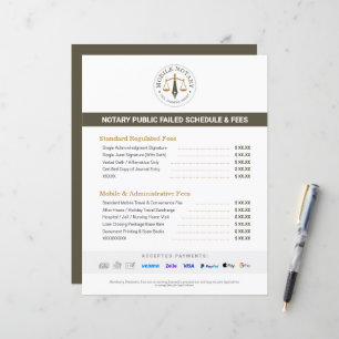 Custom Mobile Notary Fee Schedule Price List Khaki