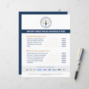 Custom Mobile Notary Fee Schedule Price List Navy