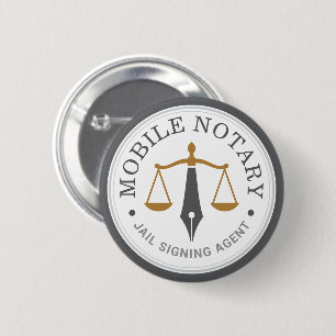Custom Mobile Notary Legal Signing Grey Gold 2 Inch Round Button