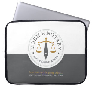 Custom Mobile Notary Legal Signing Grey Gold Laptop Sleeve