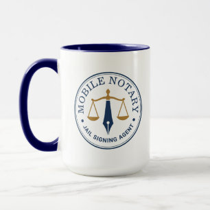 Custom Mobile Notary Legal Signing Navy Blue Gold Mug
