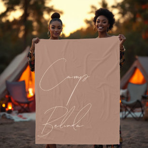Custom Mocha Mousse and Cream Tan Cozy Camp Bride Fleece Blanket
