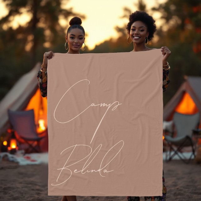 Custom Mocha Mousse and Cream Tan Cozy Camp Bride Fleece Blanket (Custom Mocha Mousse and Cream Tan Cozy Camp Bride Fleece Blanket)