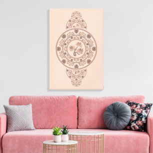 Custom Mocha Rococo Lotus Ornamental Mandala Canvas Print