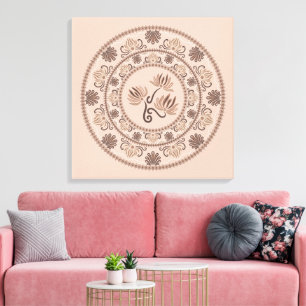 Custom Mocha Rococo Revival Dot Mandala Canvas Print