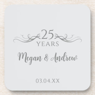 Custom Modern 25th Wedding Anniversary Party Coaster