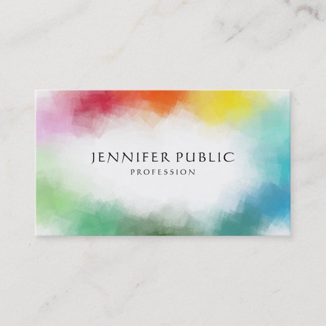 Custom Modern Abstract Art Elegant Rainbow Colours Business Card (Front)
