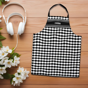 Custom Modern Abstract Black and White Apron