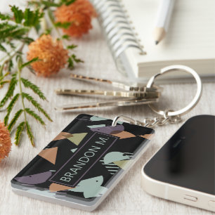 Custom Modern Abstract Geometric Hip 50s Pattern Keychain
