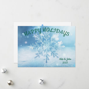 Custom Modern Aesthetic Snowflake Christmas Holiday Card