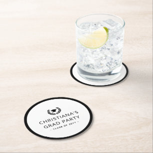 Custom Modern and Minimalist Graduation Party Round Paper Coaster