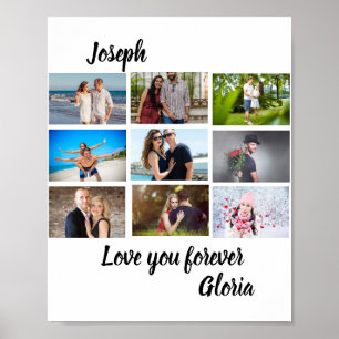 Custom modern Anniversary 9 Photo Collage  Poster