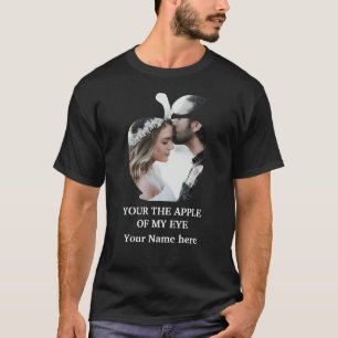 Custom modern apple fruit wedding couple photo T-Shirt