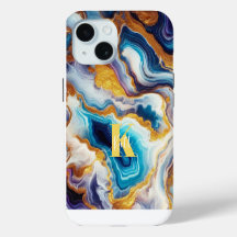 Custom Modern Aqua Purple Golden Monogram