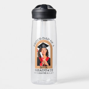 Custom Modern Arch Photo proud dad graduation Water Bottle