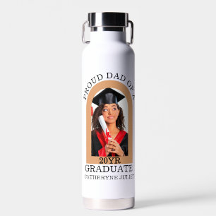 Custom Modern Arch Photo proud dad graduation Water Bottle