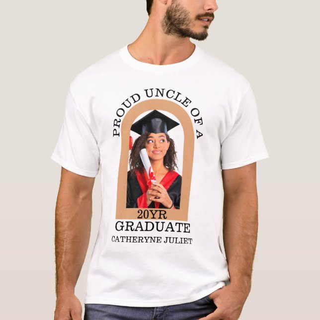 Custom Modern Arch Photo proud uncle graduation T-Shirt (Front)