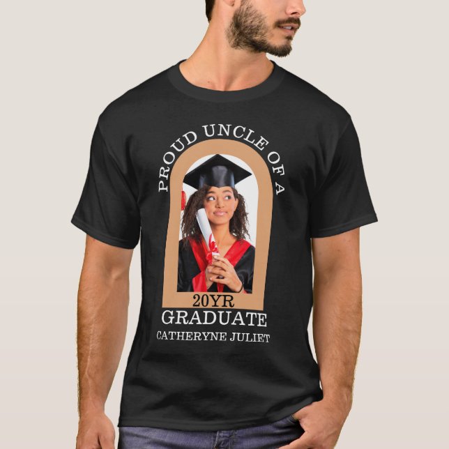 Custom Modern Arch Photo proud uncle graduation T-Shirt (Front)