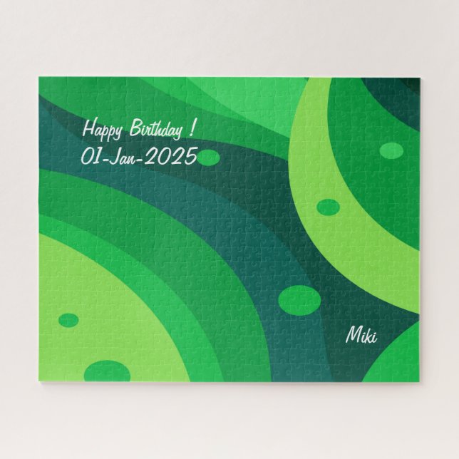 Custom Modern Artistic Colourful Abstract Green  Jigsaw Puzzle (Horizontal)