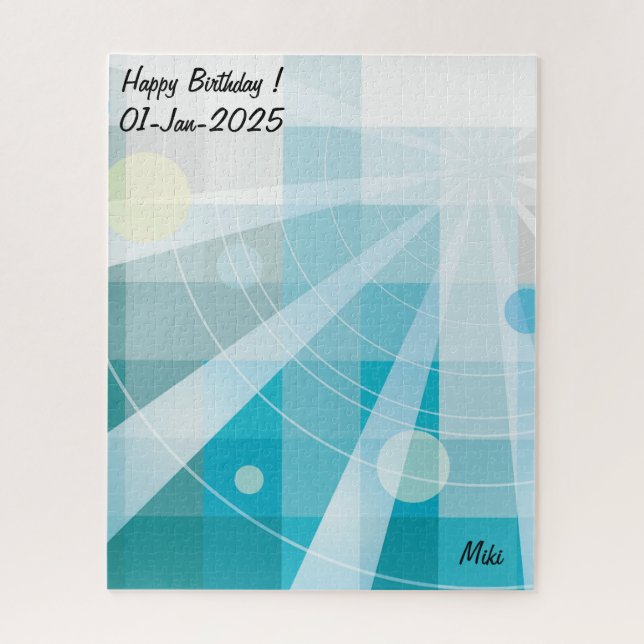 Custom Modern Artistic Geometory Blue   Jigsaw Puzzle (Vertical)