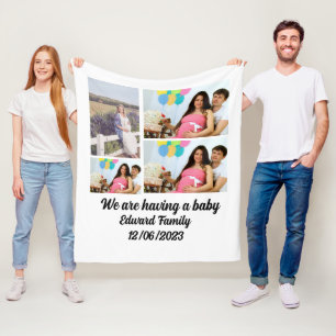 Custom Modern Baby and expecting 4 Photo Collage Fleece Blanket