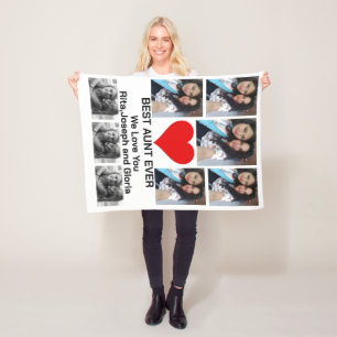 Custom Modern Best Aunt Ever 8 Photo Collage  Fleece Blanket