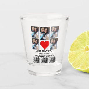 Custom Modern Best Aunt Ever 8 Photo Collage Shot Glass