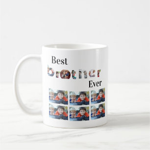 Custom Modern Best Brother Ever 13 Photo Collage  Coffee Mug