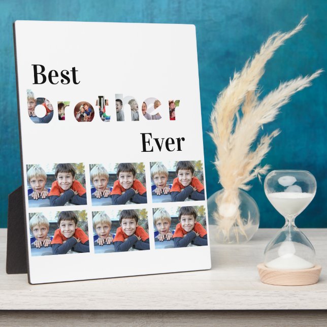 Custom Modern Best Brother Ever 13 Photo Collage Plaque (Side)