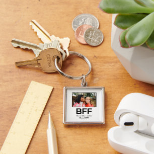 Custom modern best friend forever bff photo keychain
