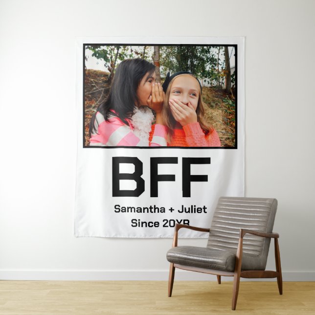 Custom modern best friend forever bff photo tapestry (In Situ)