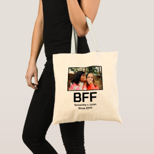 Custom modern best friend forever bff photo tote bag