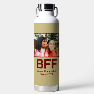 Custom modern best friend forever bff photo water bottle