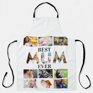Custom Modern Best Mum Ever 12 Photo Collage  Apron