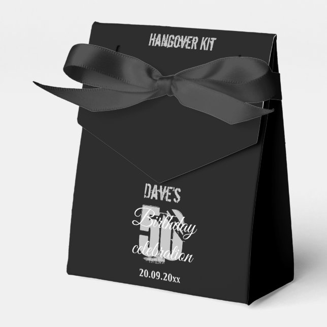 Custom Modern Black 50th Any Age Birthday Party  Favor Box (Front Side)