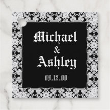 Custom Modern Black And White Lace Monogram