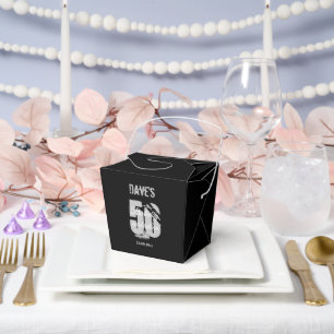 Custom Modern Black Any Age 50th Birthday Party Favor Box