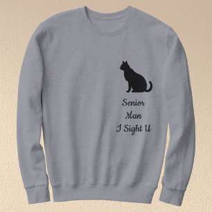 Custom Modern Black Cat Pet Lover Grey Silhouette Sweatshirt