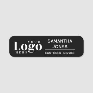 Custom Modern Black Company Logo Employee Name Tag