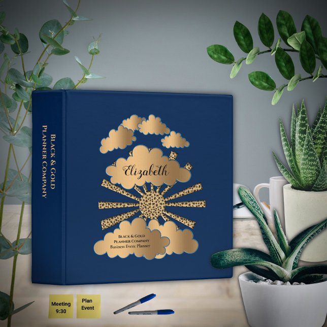 Custom Modern Black Gold Blue Business Corporate Binder (Creator Uploaded)