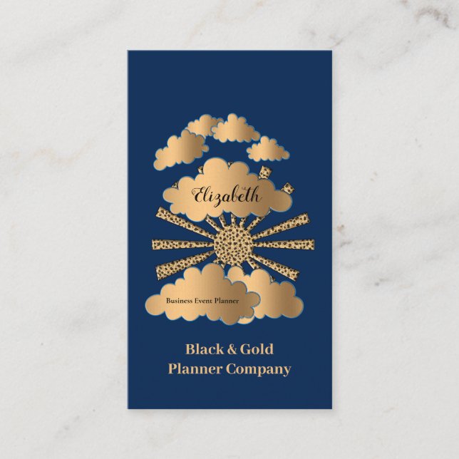 Custom Modern Black Gold Blue Business Corporate Card (Front)