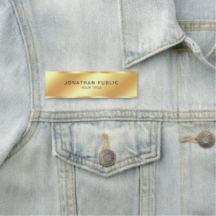 Custom Modern Black & Gold Template Stylish Name Tag