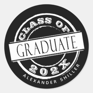 Custom Modern Black Graduate  Classic Round Sticker