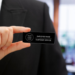 Custom Modern Black Logo Name Tag