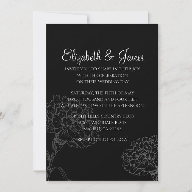 Custom Modern Black Wedding Invitations (Front)