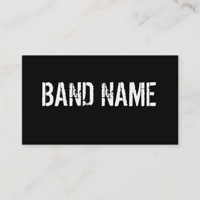 Custom Modern Black & White Band Business Card (Front)