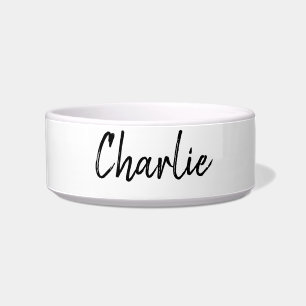 Custom Modern Black & White Dog Bowl Chic Pet Cat