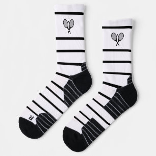 Custom Modern Black White Stripe Tennis Racket Socks