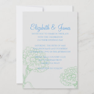 Custom Modern Blue and Green Wedding Invitations